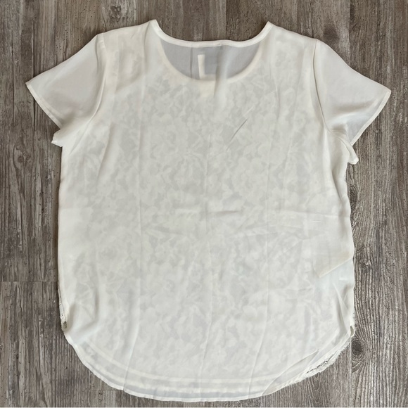 Ann Taylor Womens Blouse White Lace Overlay Short Sleeves S New - Picture 3 of 4